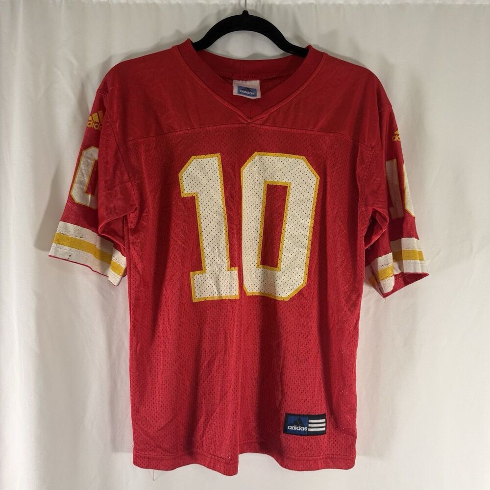Vintage Trent Green Jersey Boys 10/12 Red Short Sleeve Vneck ADIDAS